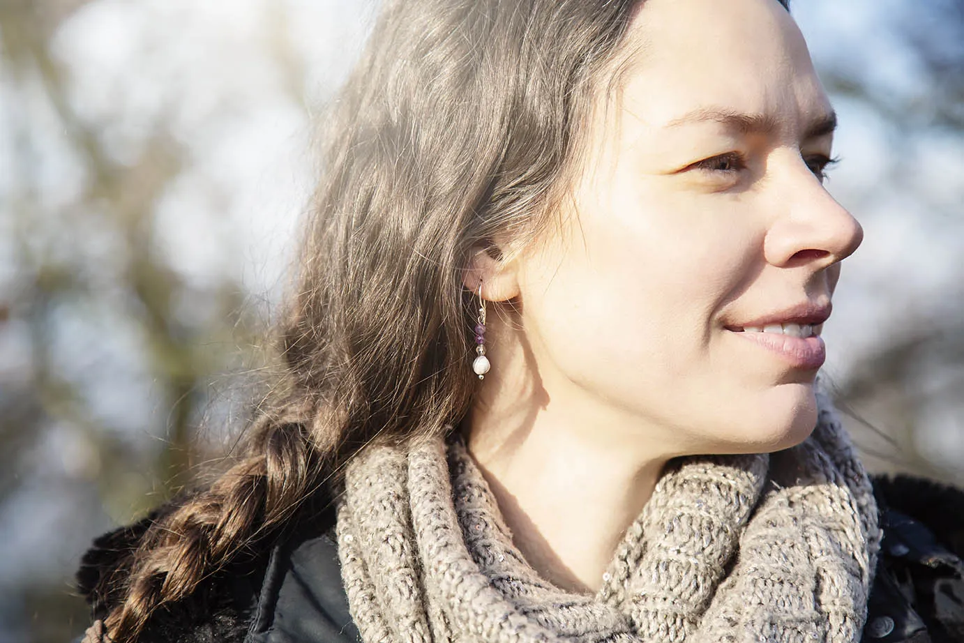 Náušnice ametyst a semínko