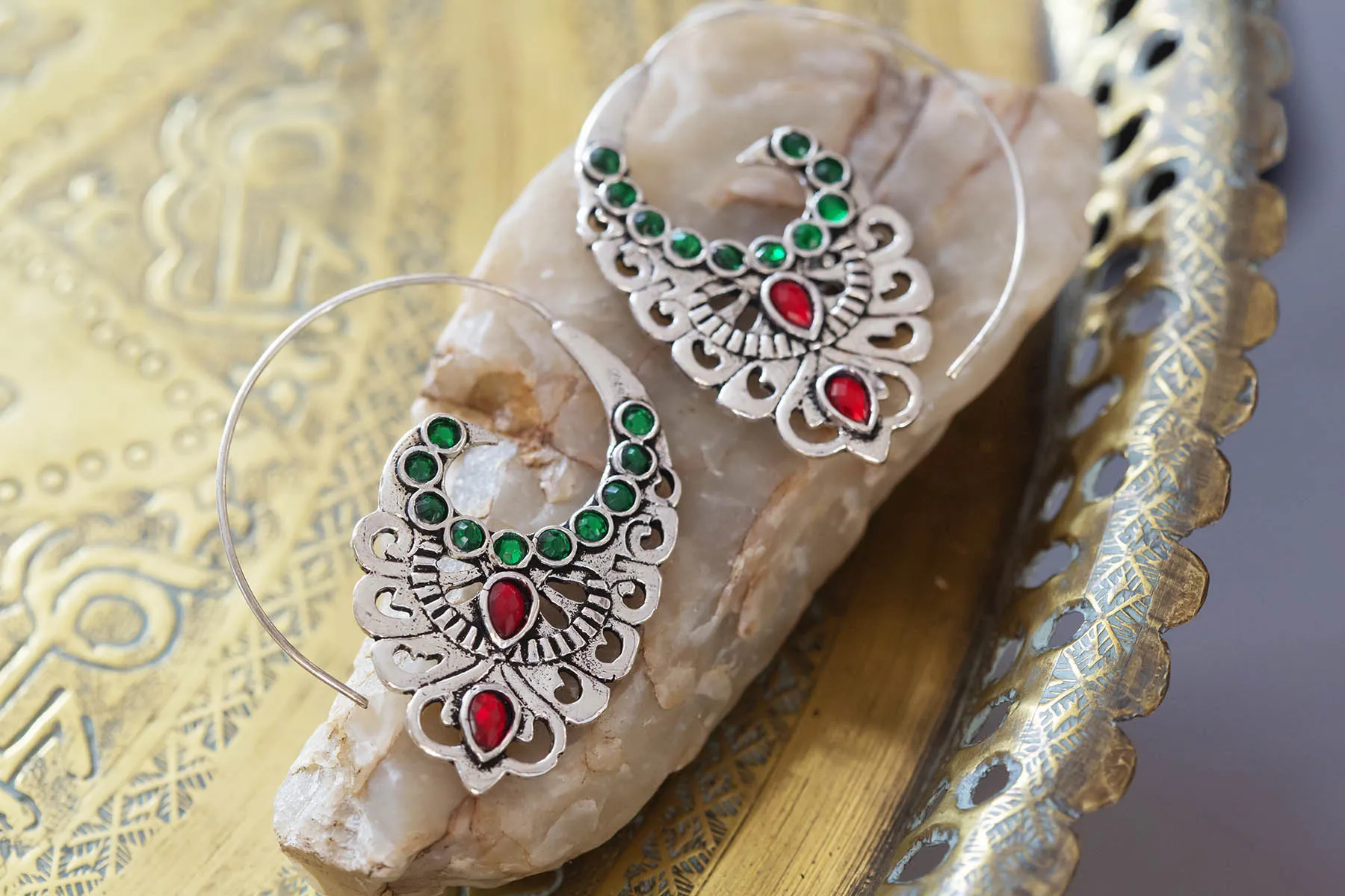 Vitrážové náušnice ornament