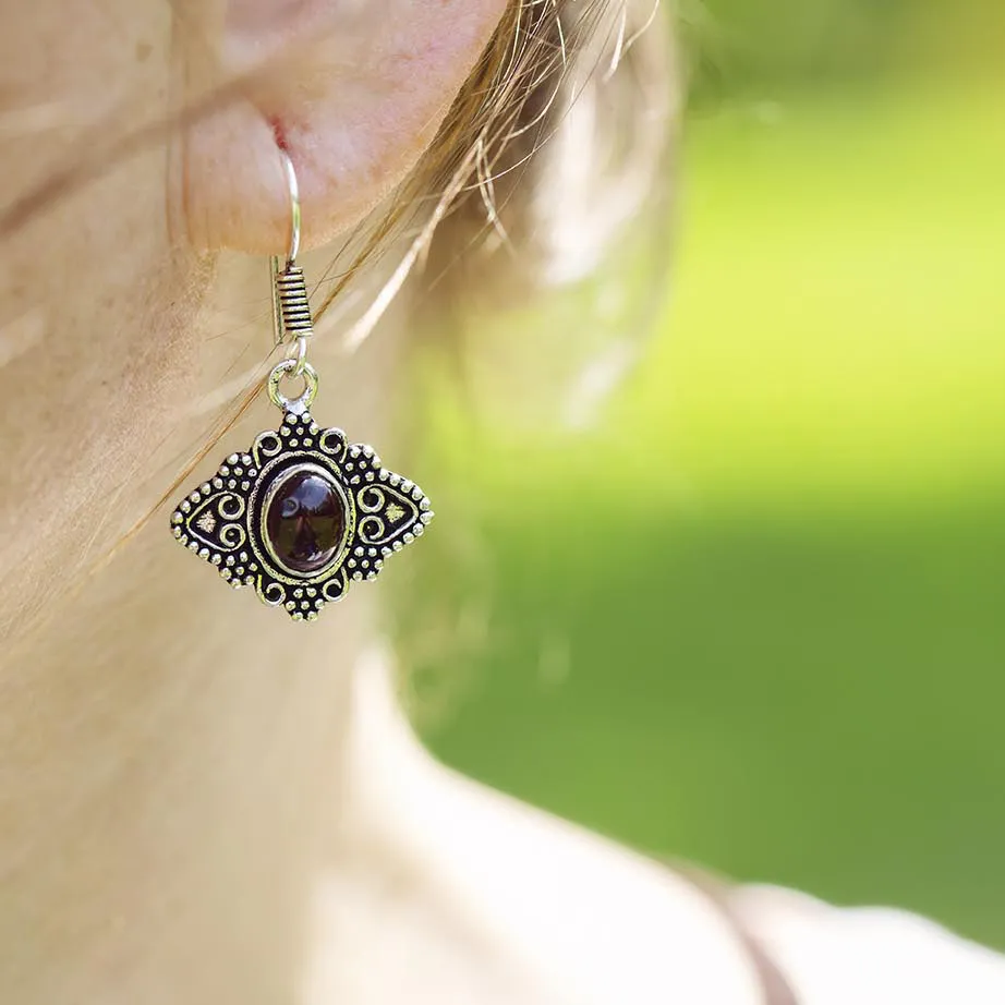 Náušnice ornament s kamenem - Aventurin