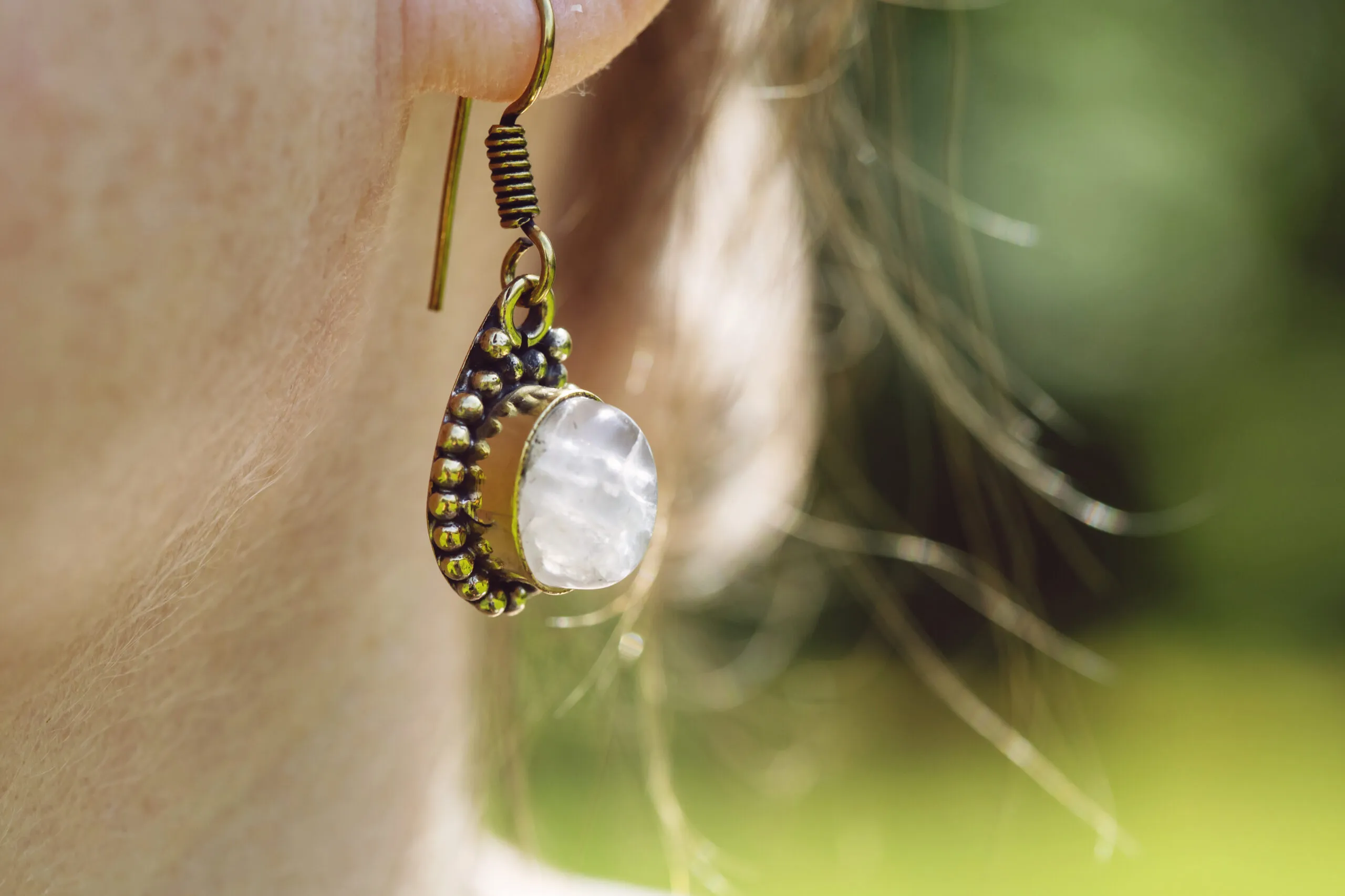 Náušnice s drahokamem - Ametyst