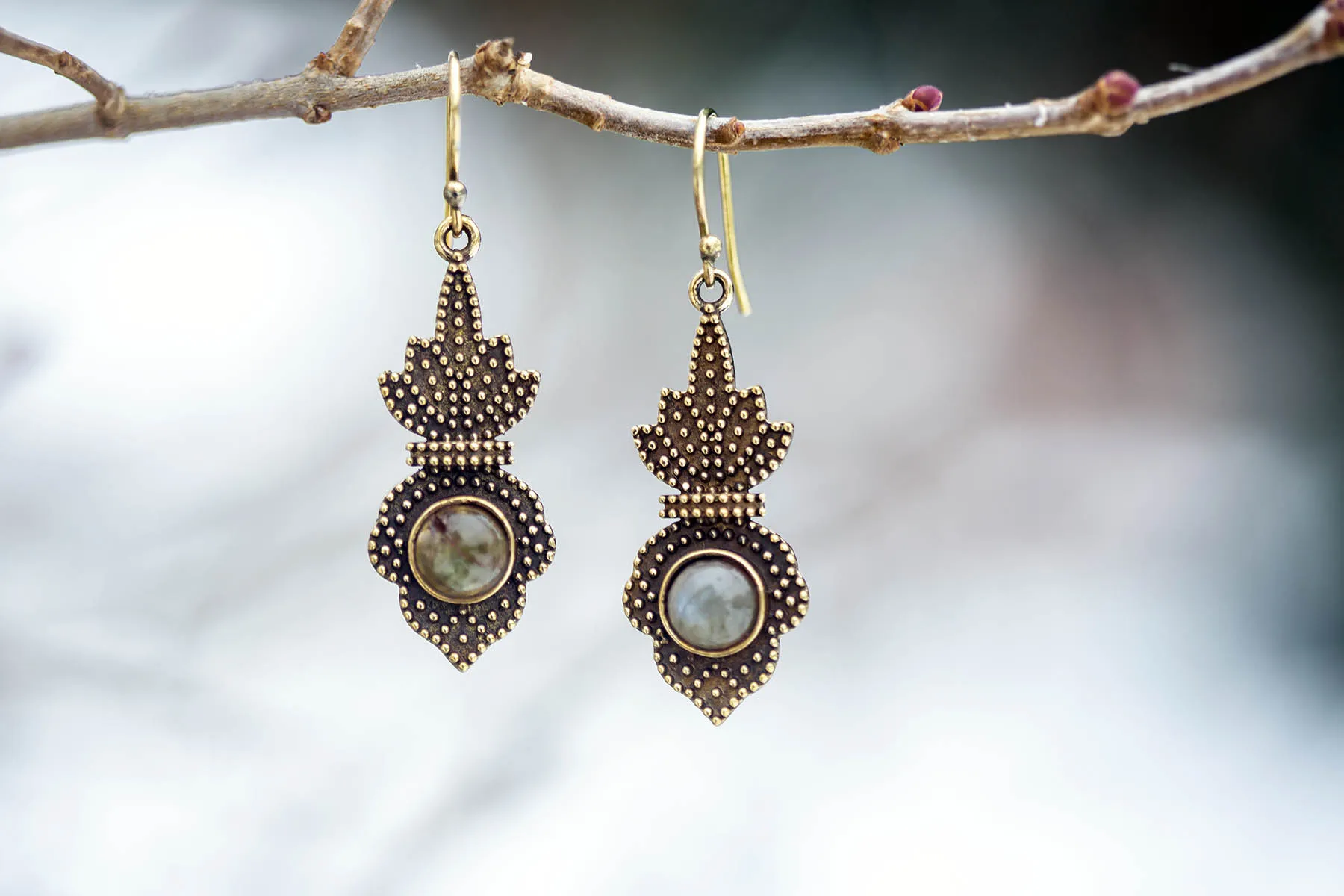 Náušnice drahokam ve zdobení - Tygří oko