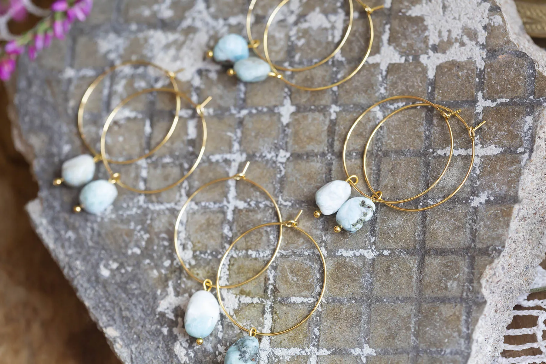 Náušnice s larimarem