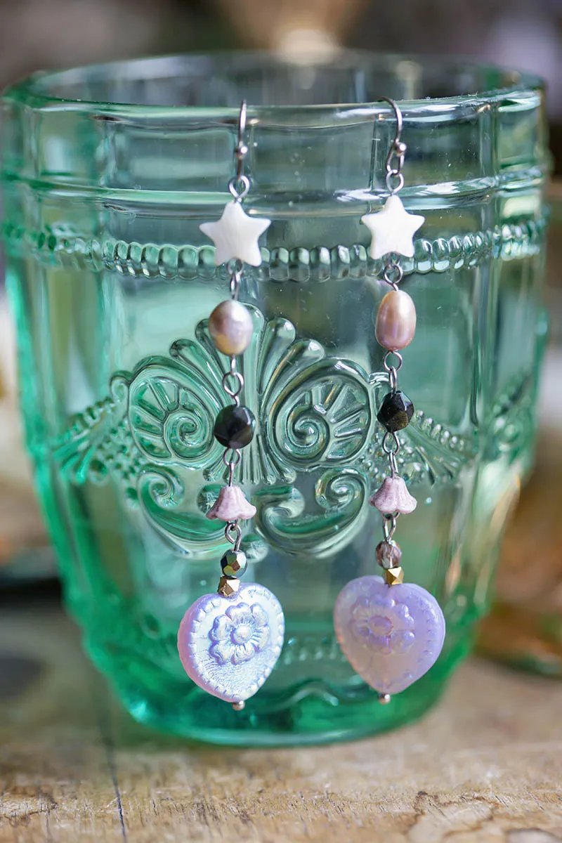 Náušnice srdce s obsidiánem