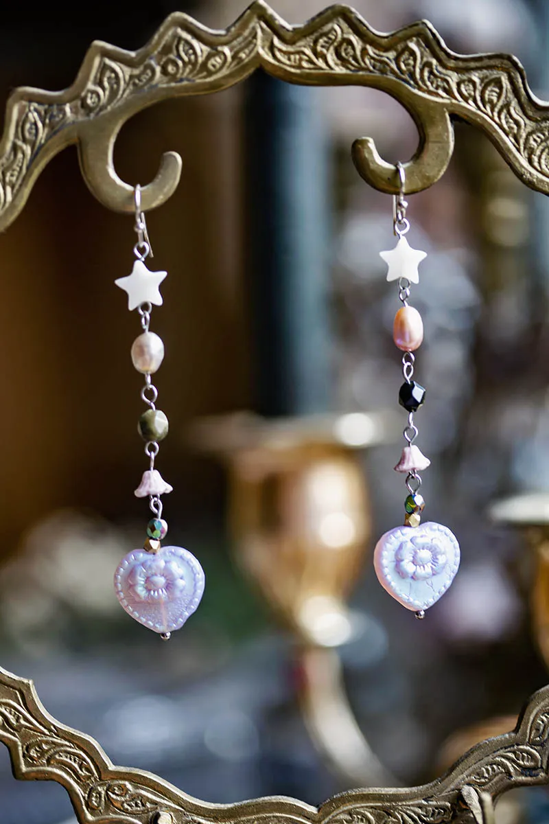 Náušnice srdce s obsidiánem