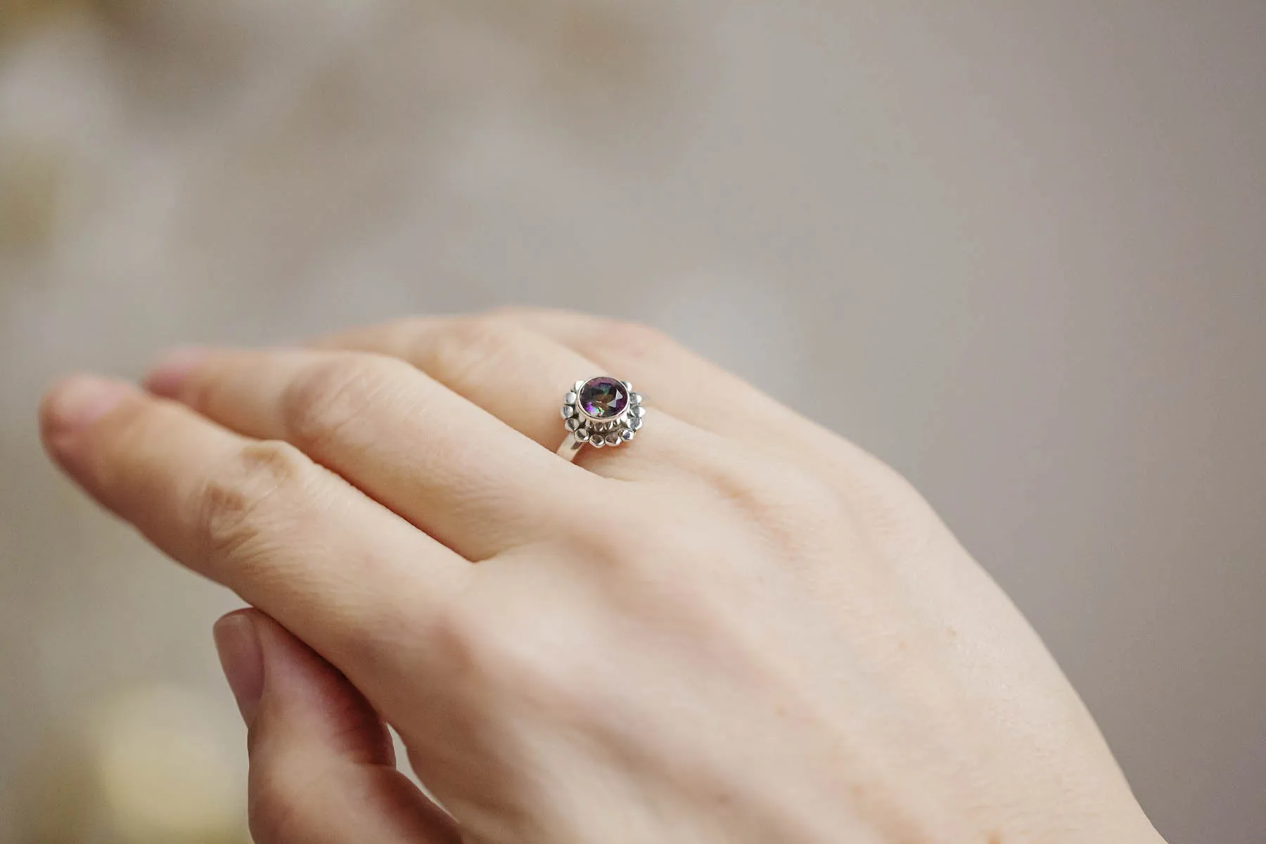 Prsten kytička s mystickým topazem - 20mm