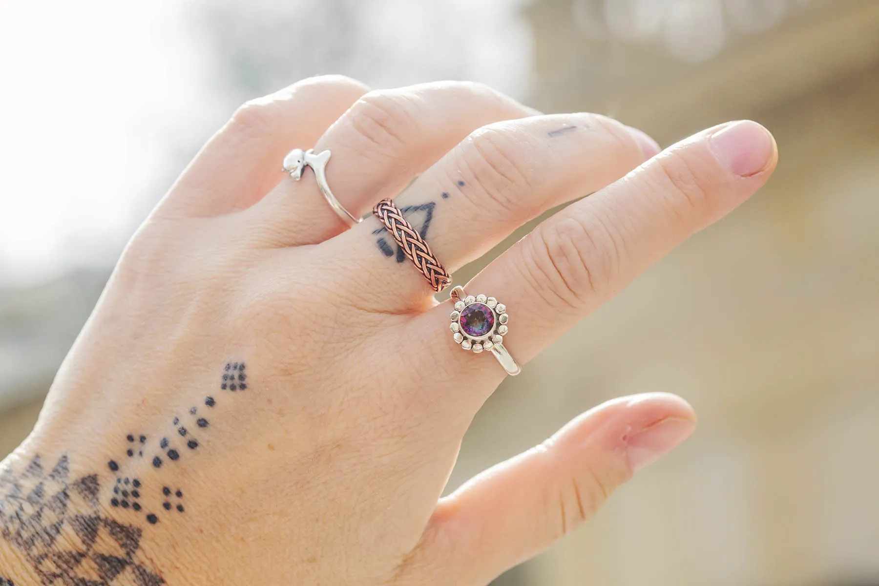 Prsten kytička s mystickým topazem - 20mm