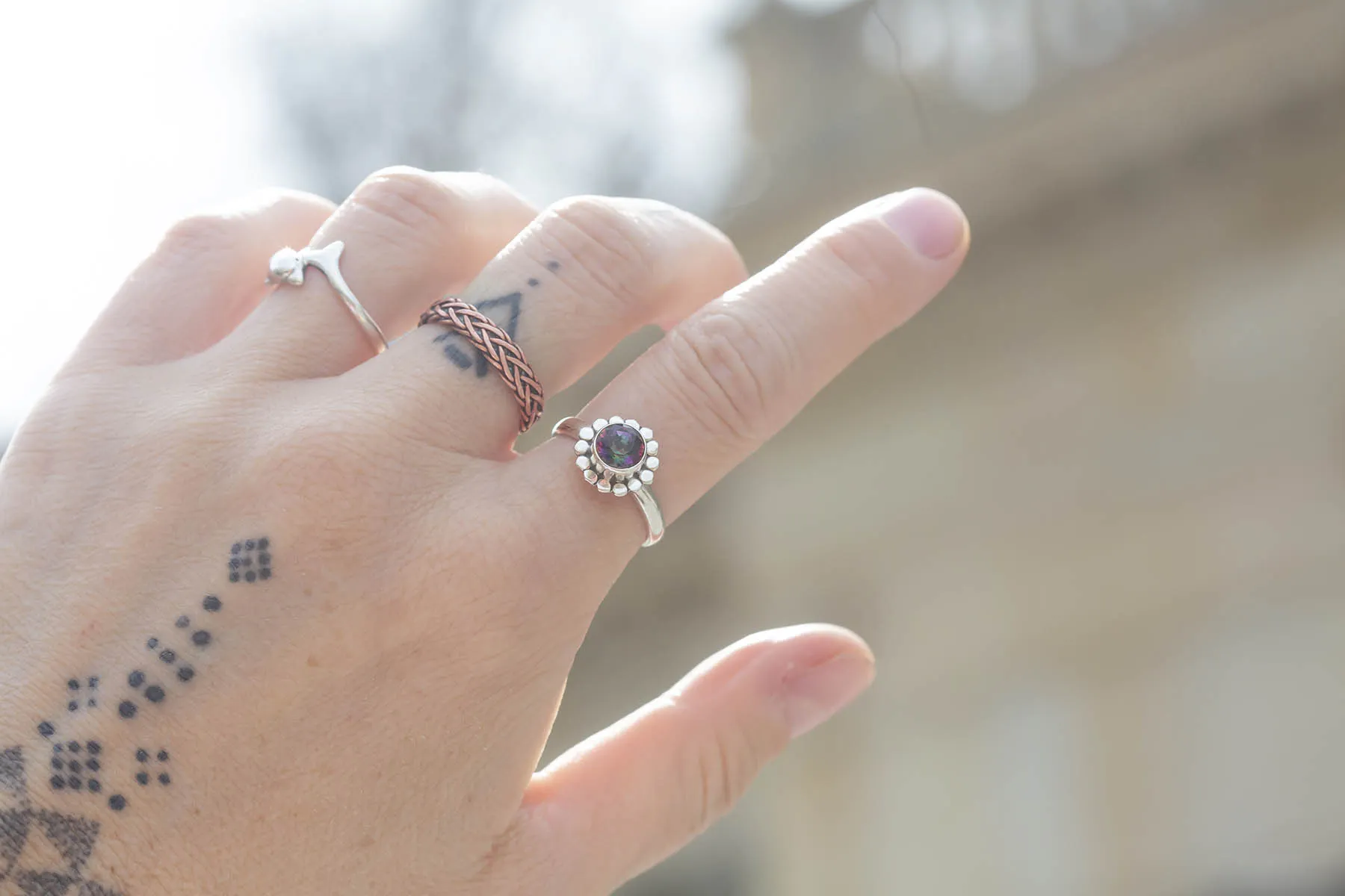 Prsten kytička s mystickým topazem - 20mm