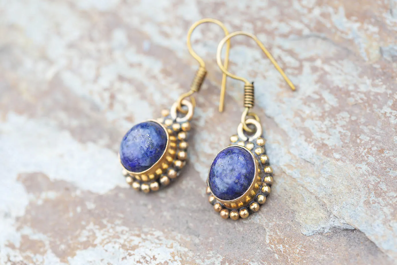 Náušnice s drahokamem - Ametyst