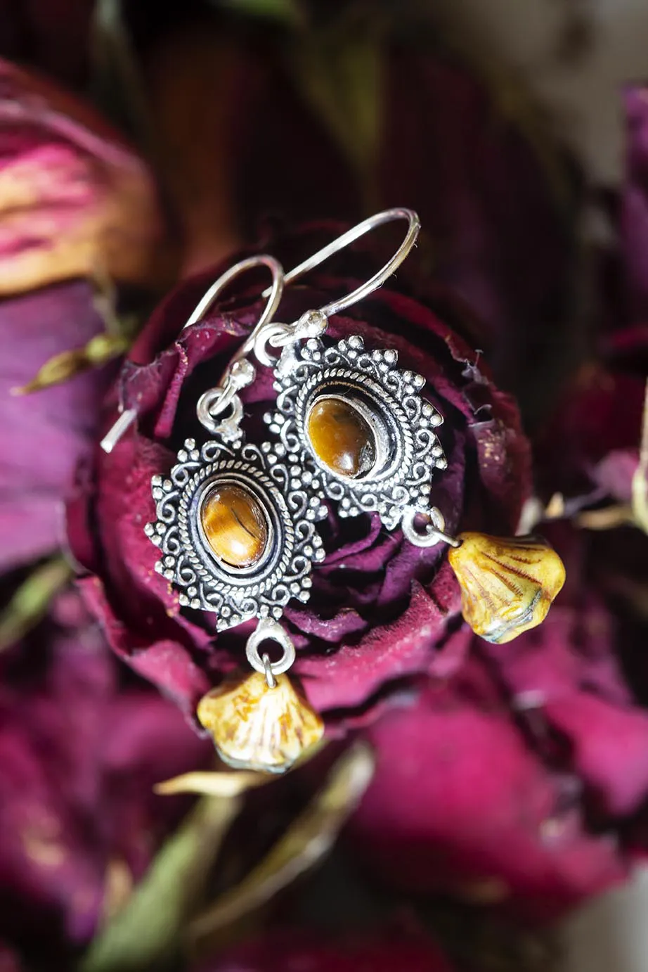 Náušnice s tygřím okem