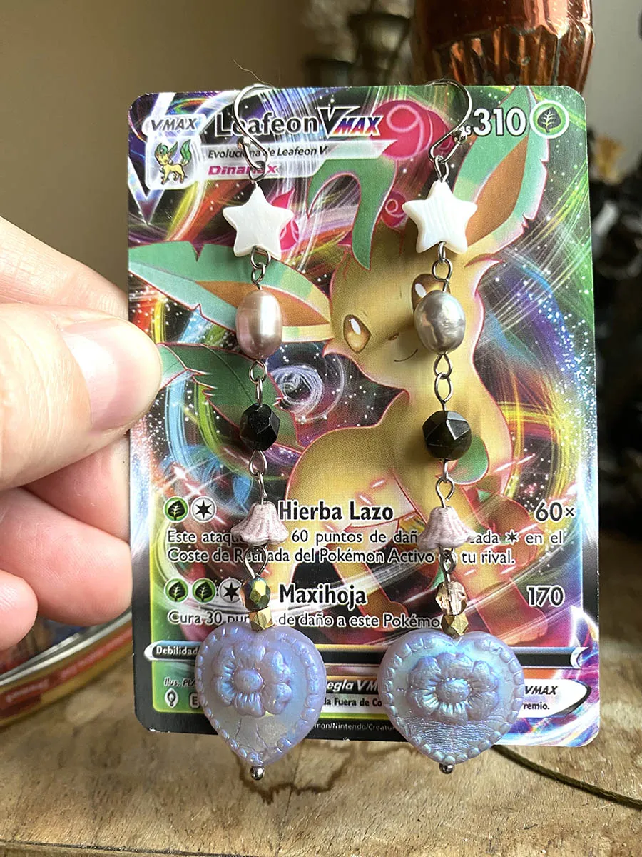 Náušnice srdce s obsidiánem