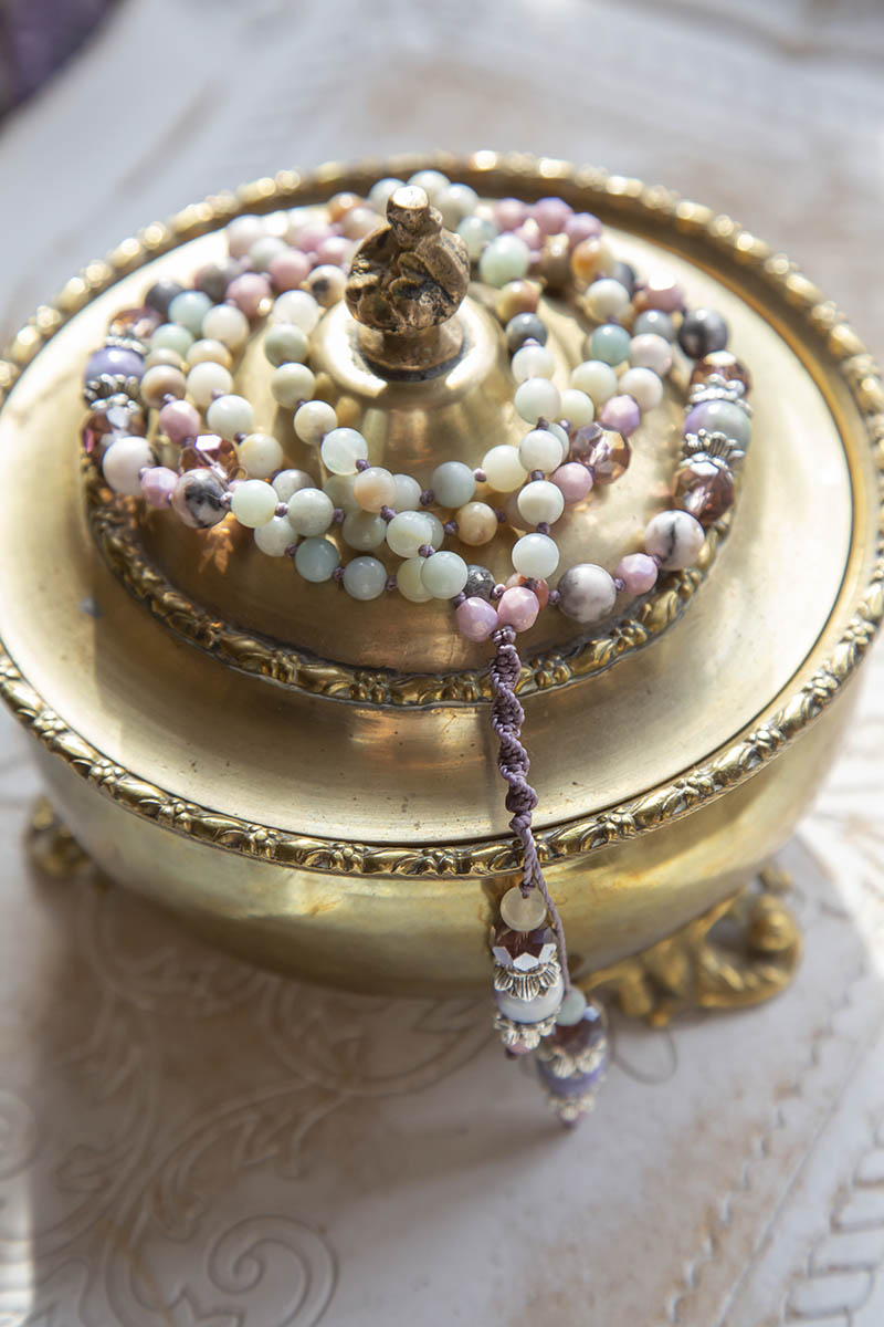 Náhrdelník Mála 108 s amazonity